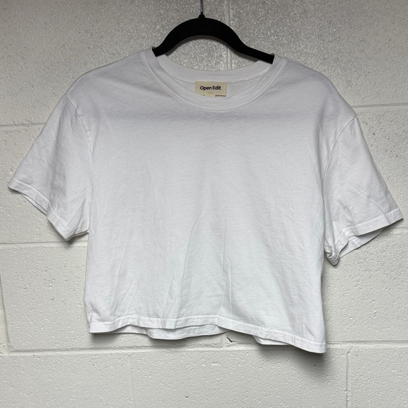 Open Edit Tops - Open Edit Women's Classic White Short Sleeve Crop Tee